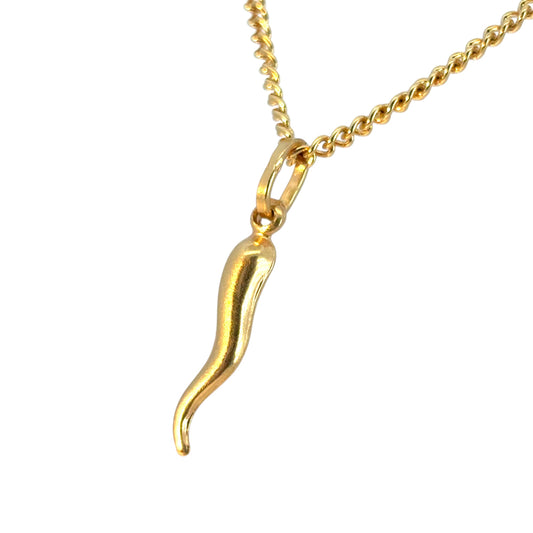 Vintage 14k Yellow Gold Italian Horn Pendant