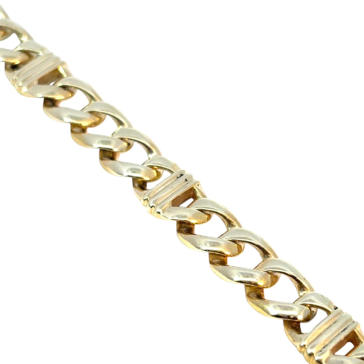 14k Yellow Gold Cuban Link Station Bracelet