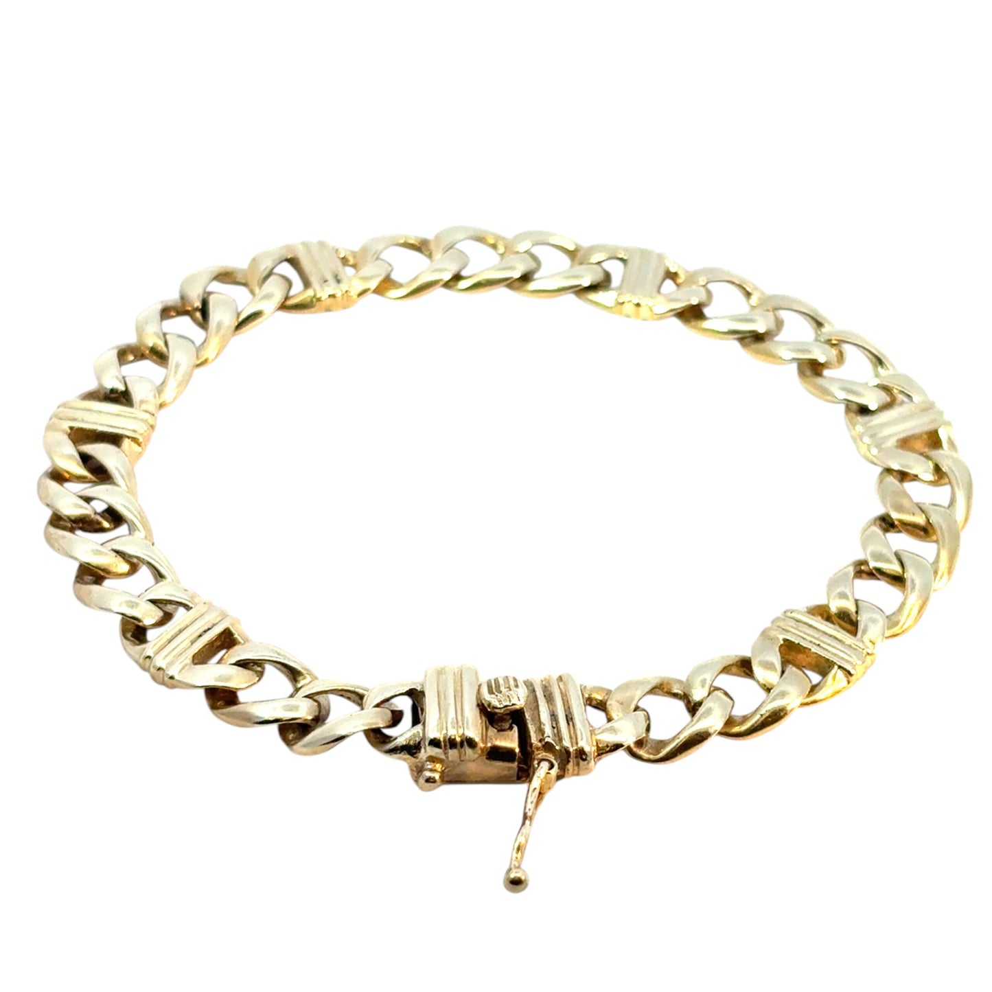 14k Yellow Gold Cuban Link Station Bracelet