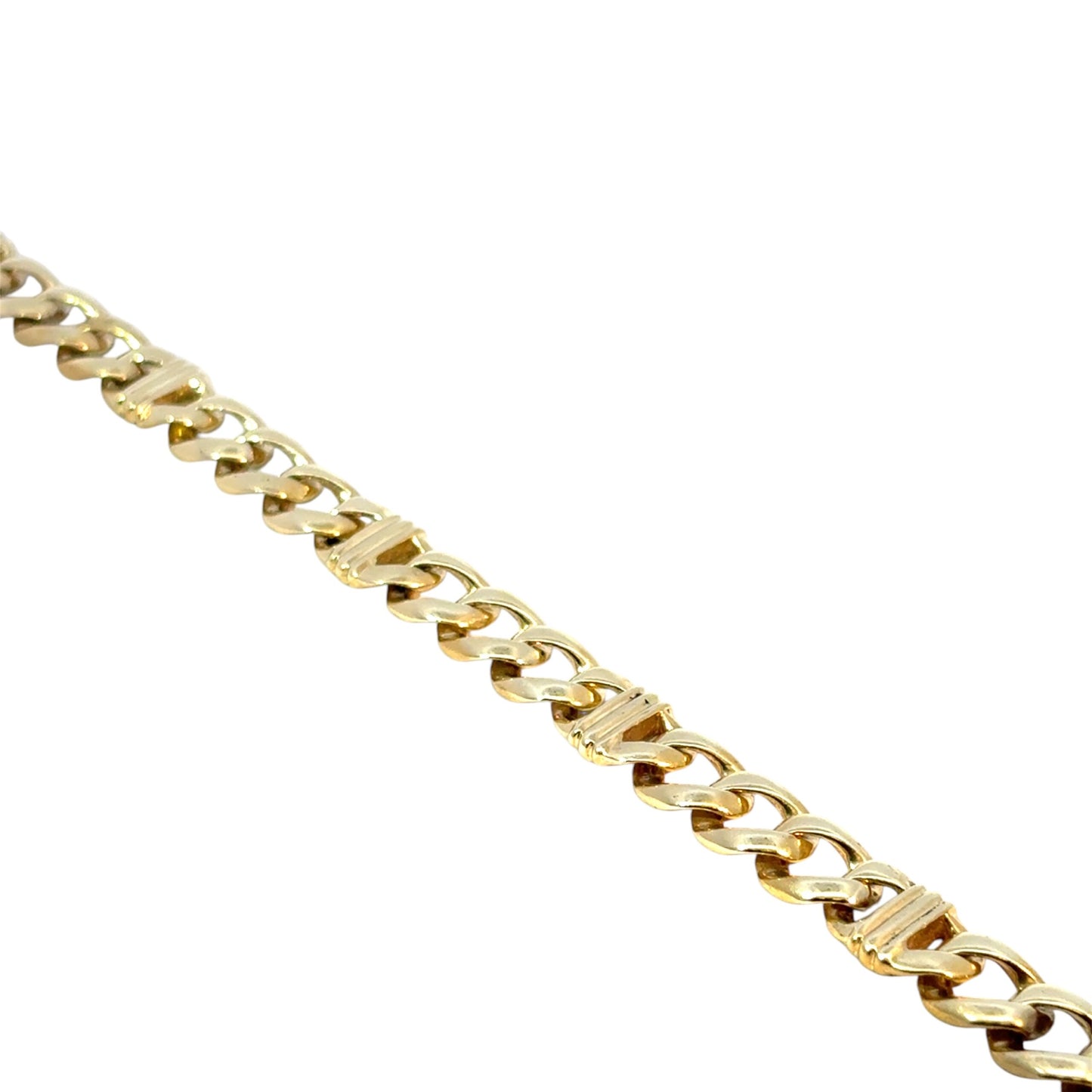14k Yellow Gold Cuban Link Station Bracelet