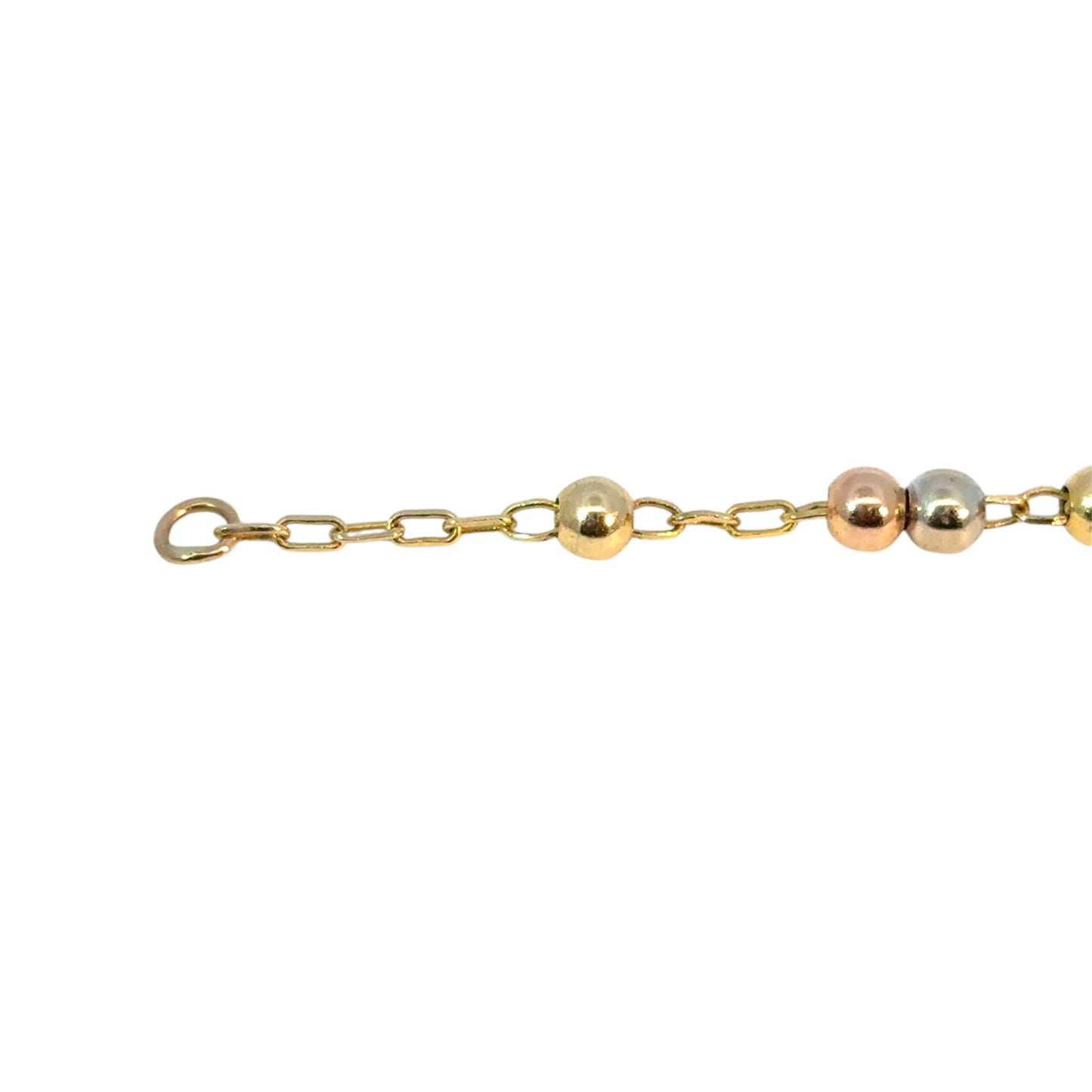 Vintage 14k Yellow Gold Rosary Bead Bracelet with Cross Jesus Pendant and Oval Mother of Mary Pendant