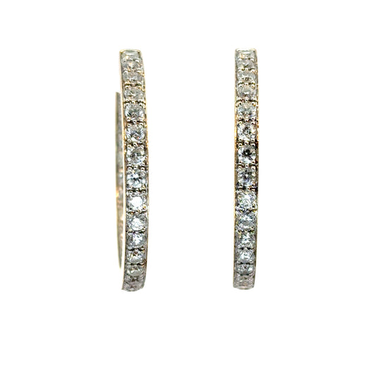 14k Yellow Gold 4.06ctw Diamond Inside Out Hoop Earrings