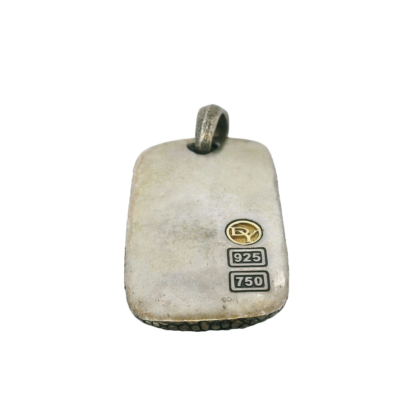 David Yurman 18k Gold and Sterling Silver Alligator Dog Tag Pendant