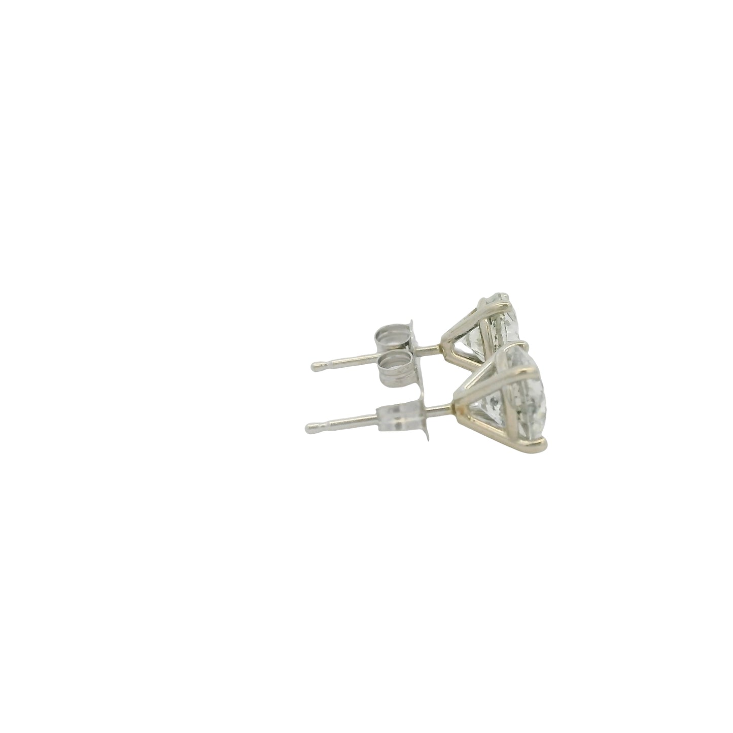 14k White Gold 1.94ctw Natural Round Diamond Stud Earrings