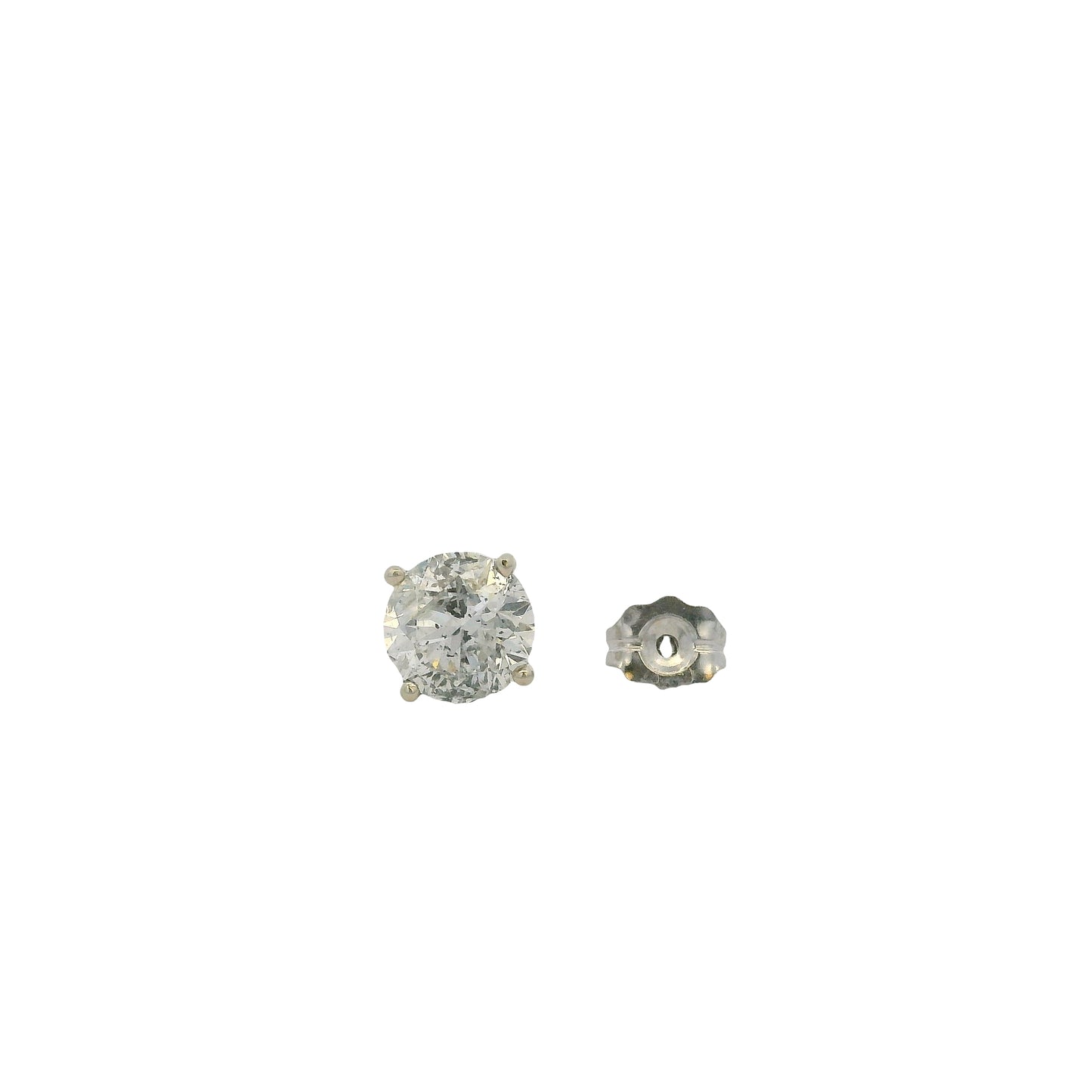 14k White Gold 1.94ctw Natural Round Diamond Stud Earrings