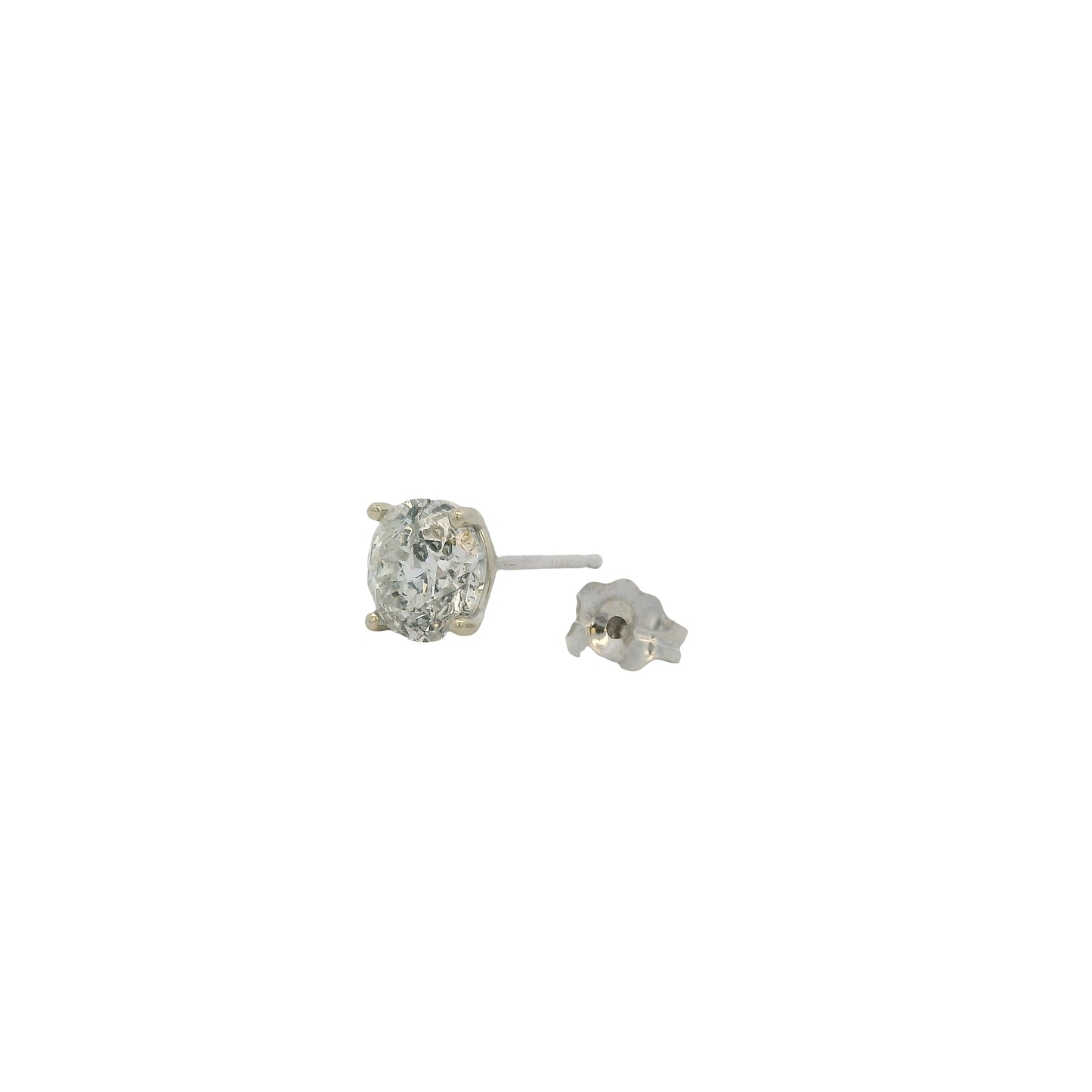 14k White Gold 1.94ctw Natural Round Diamond Stud Earrings