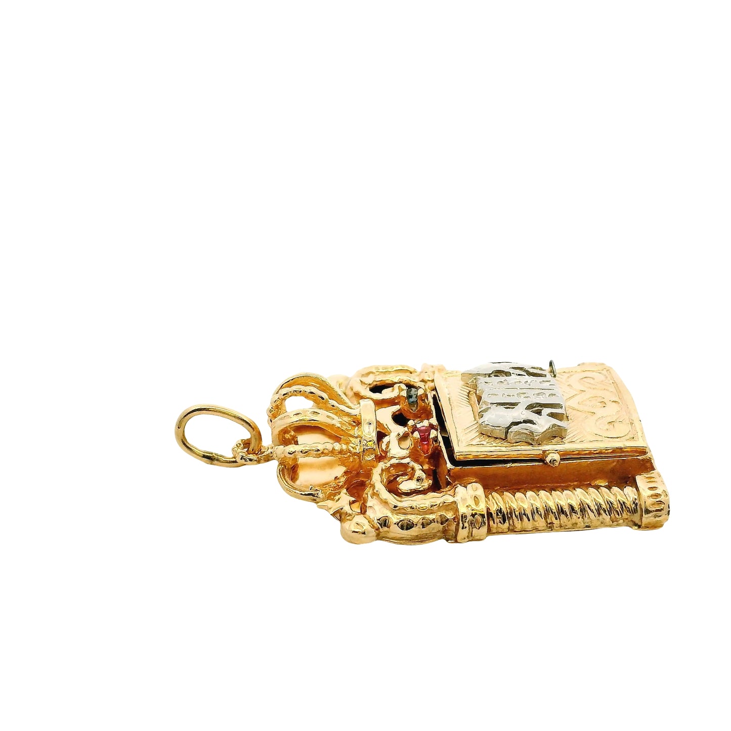 14k Yellow Gold Openable Torah Scroll Pendant