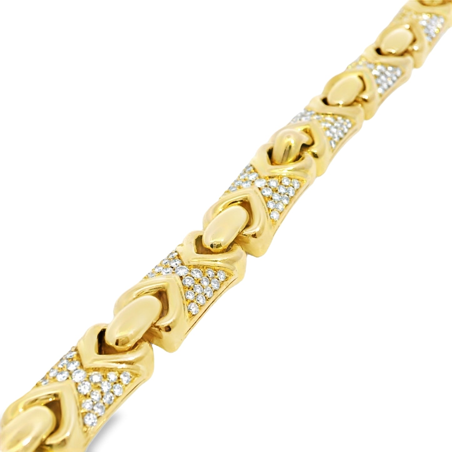 18k Yellow Gold Bvlgari Parentesi Diamond Set Linked Bracelet
