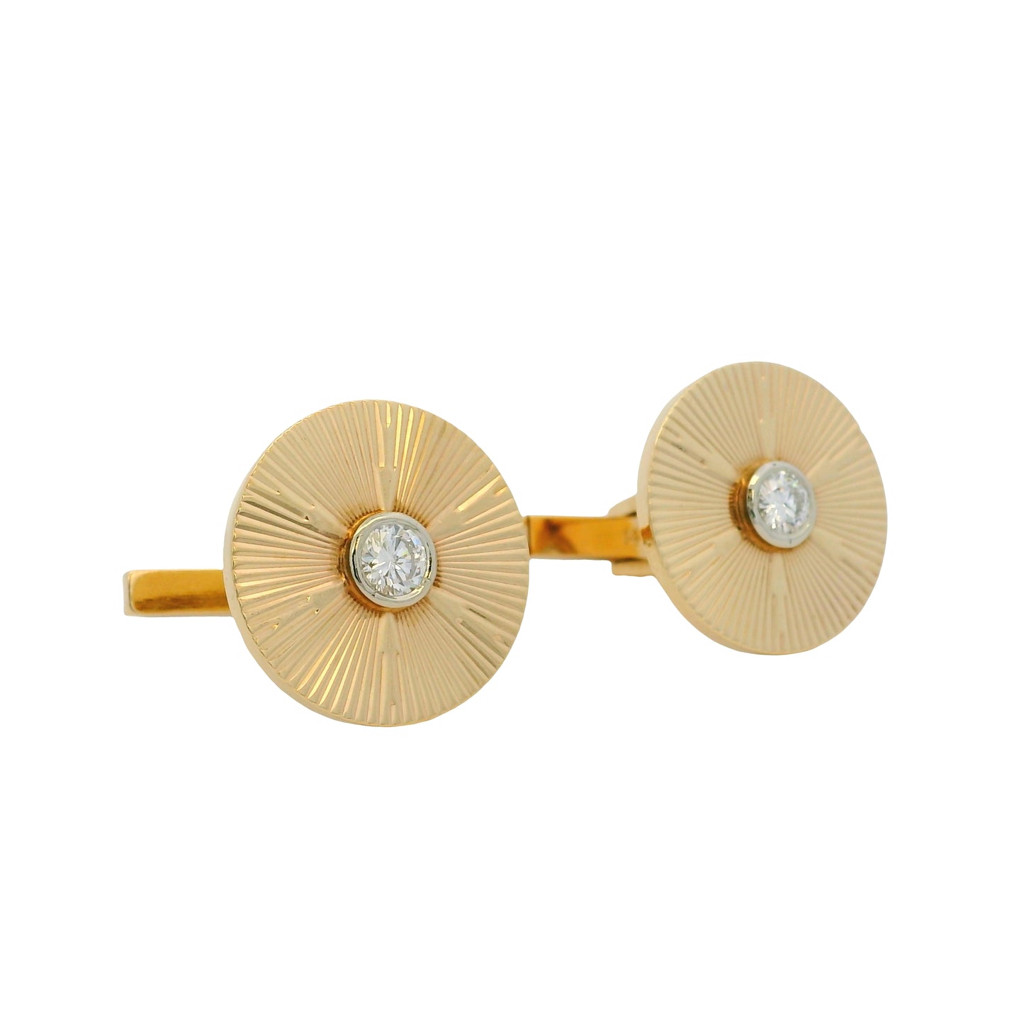 14k Yellow Gold 0.66ct Diamond Sun Rays Cufflinks
