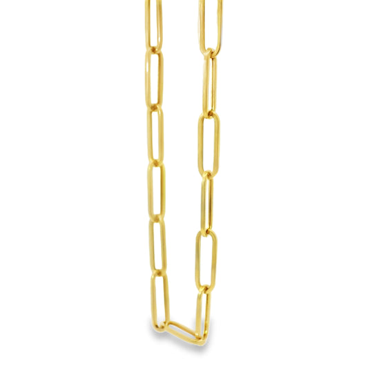 14k Yellow Gold Paperclip Linked Necklace
