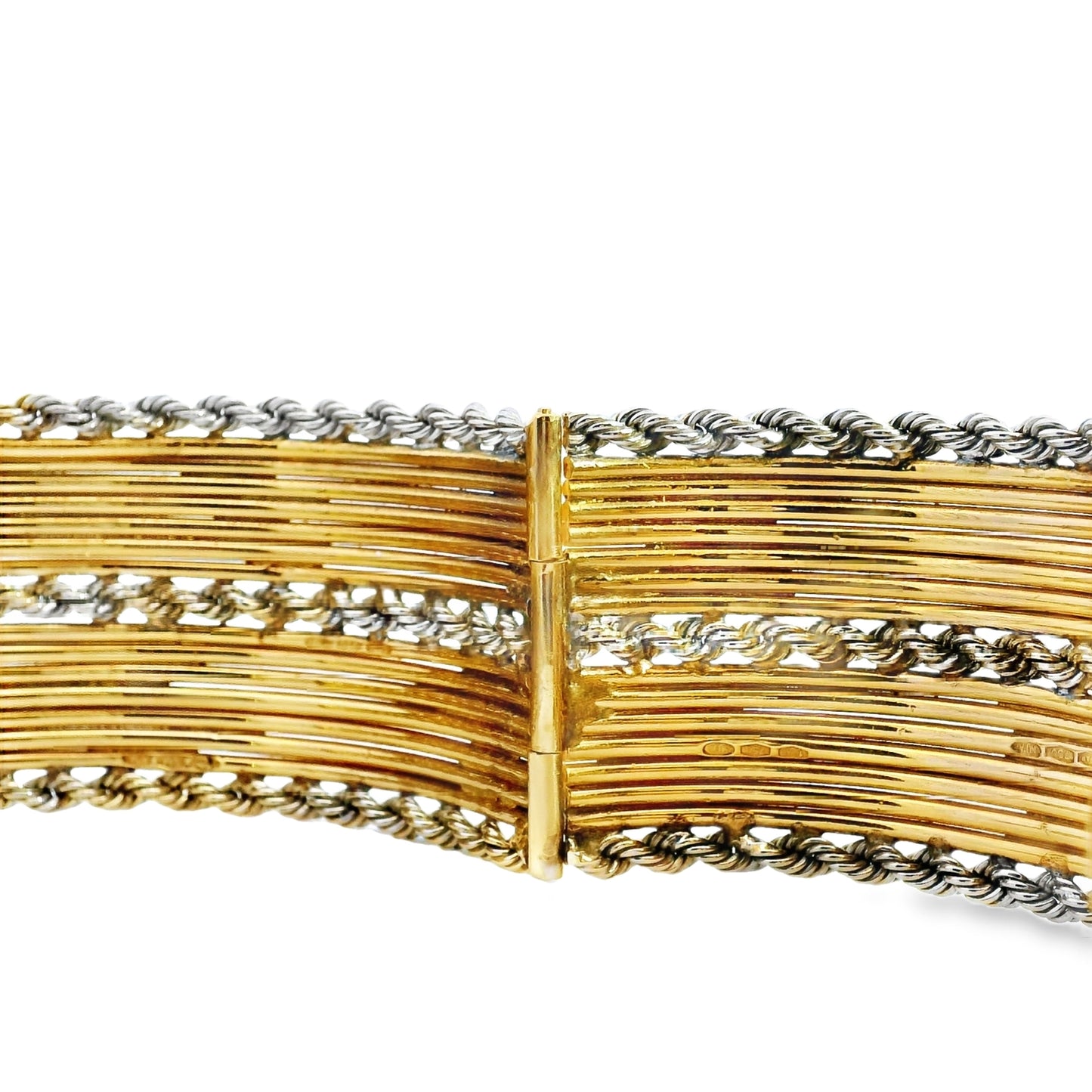 18k Yellow Gold Layered Bangle with 14k Yellow Gold Clasp
