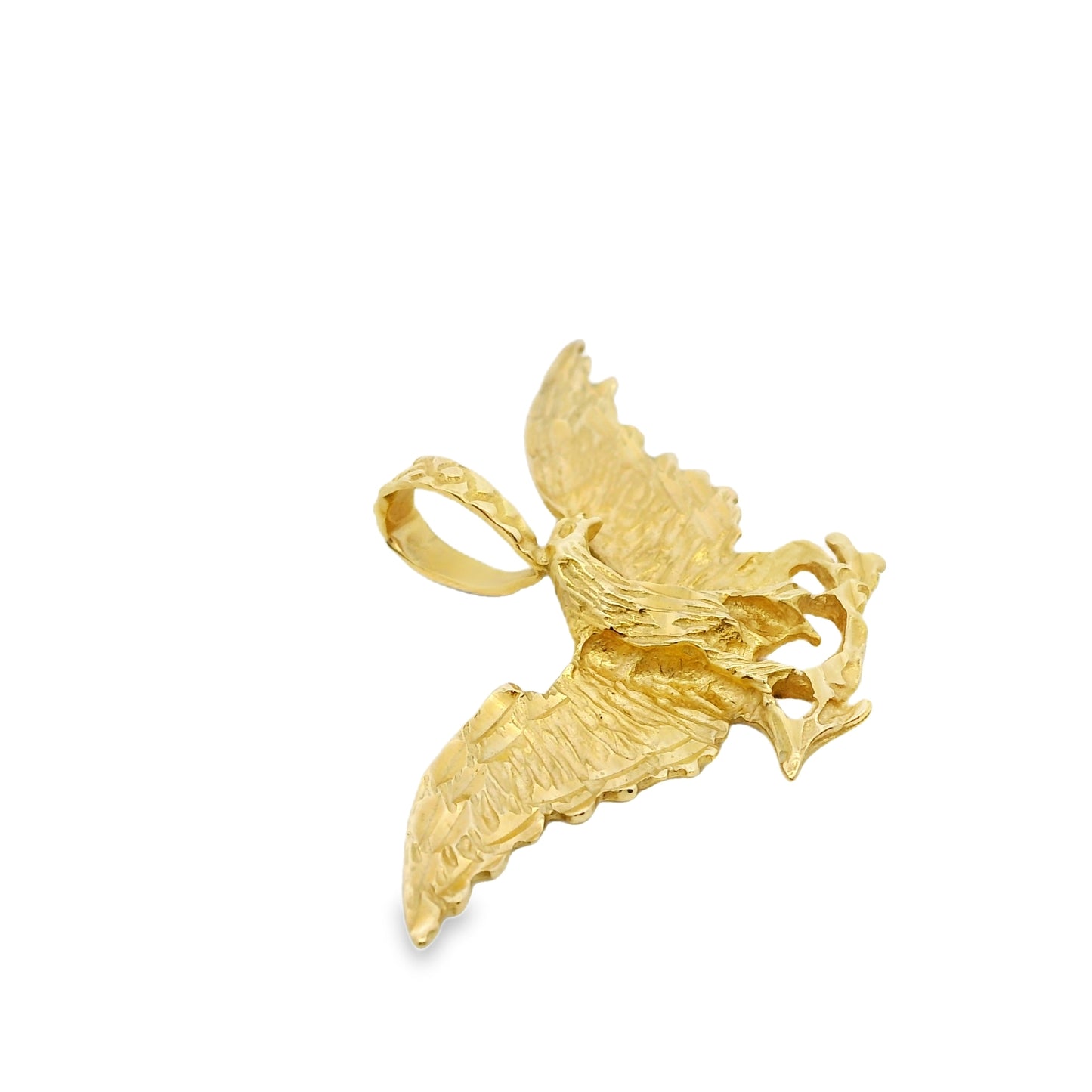 14k Yellow Gold Textured Eagle Pendant