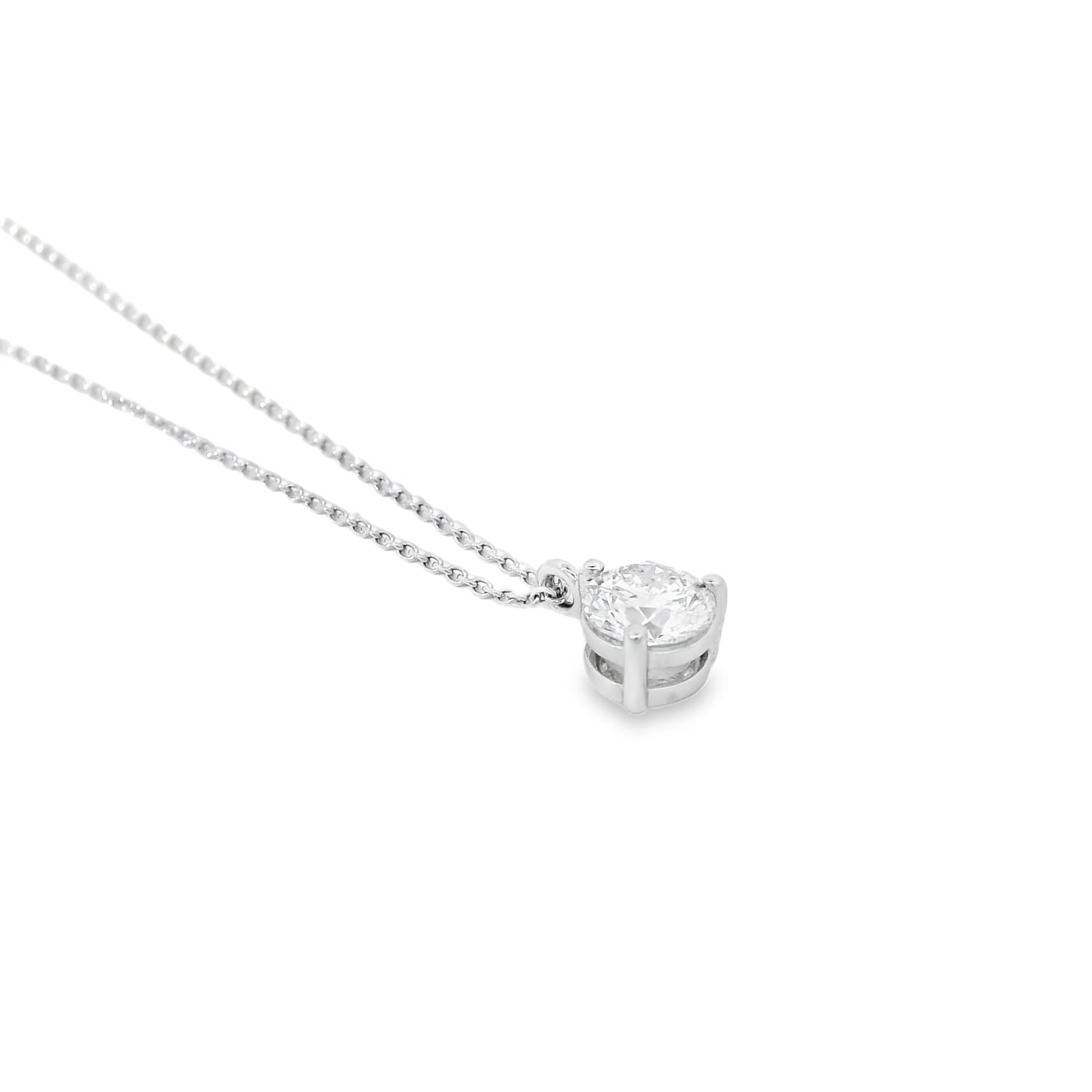 14k White Gold 1.01ctw Round Brilliant Diamond Pendant Necklace