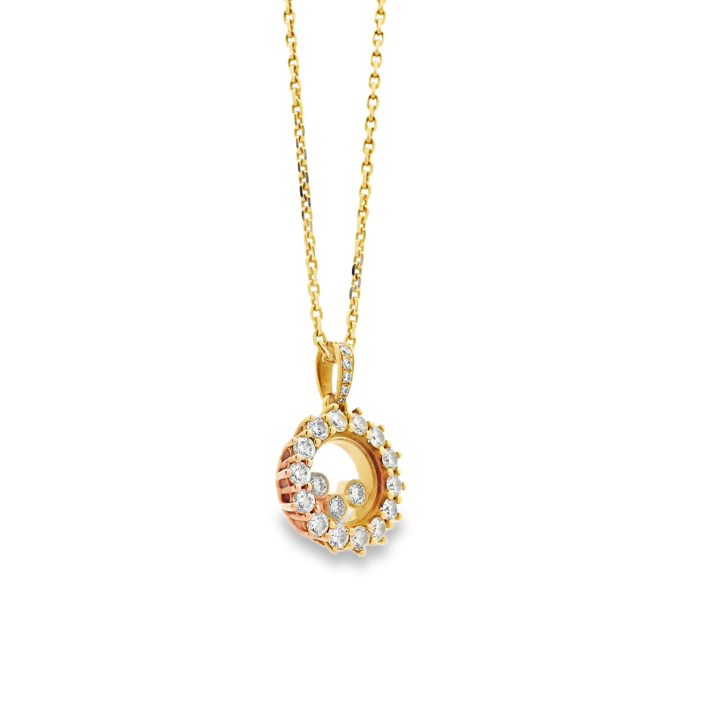 18k Yellow Gold 0.89ctw Chopard Happy Diamond Pendant Necklace