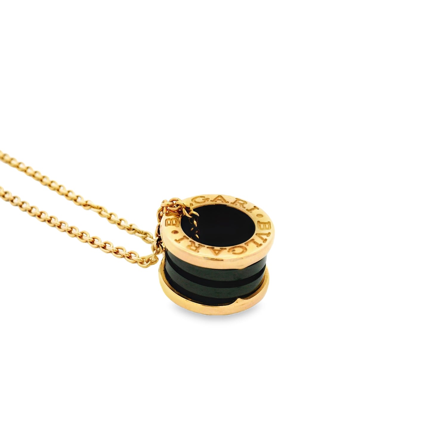 Bvlgari 18k Rose Gold B.zero1 with Black Ceramic Pendant Necklace