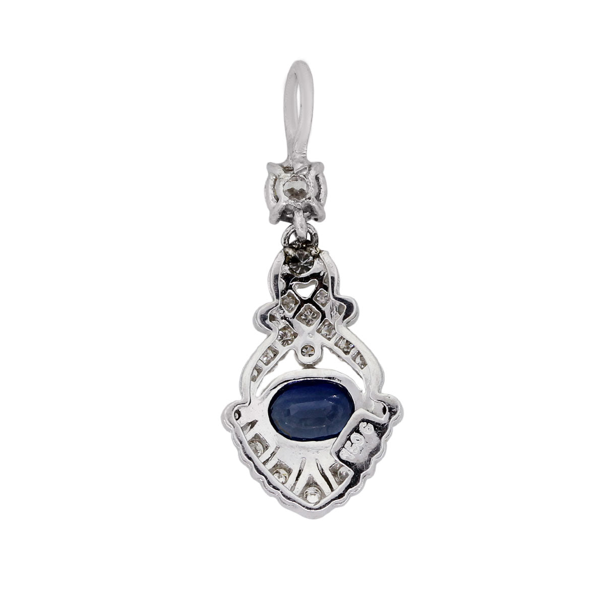 18k White Gold 0.26ctw Diamond and Sapphire Open Work Pendant