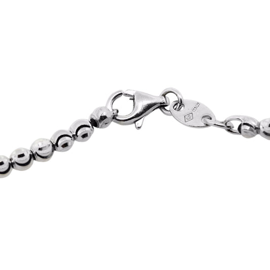 10k White Gold Diamond Cut Bead Chain Necklace