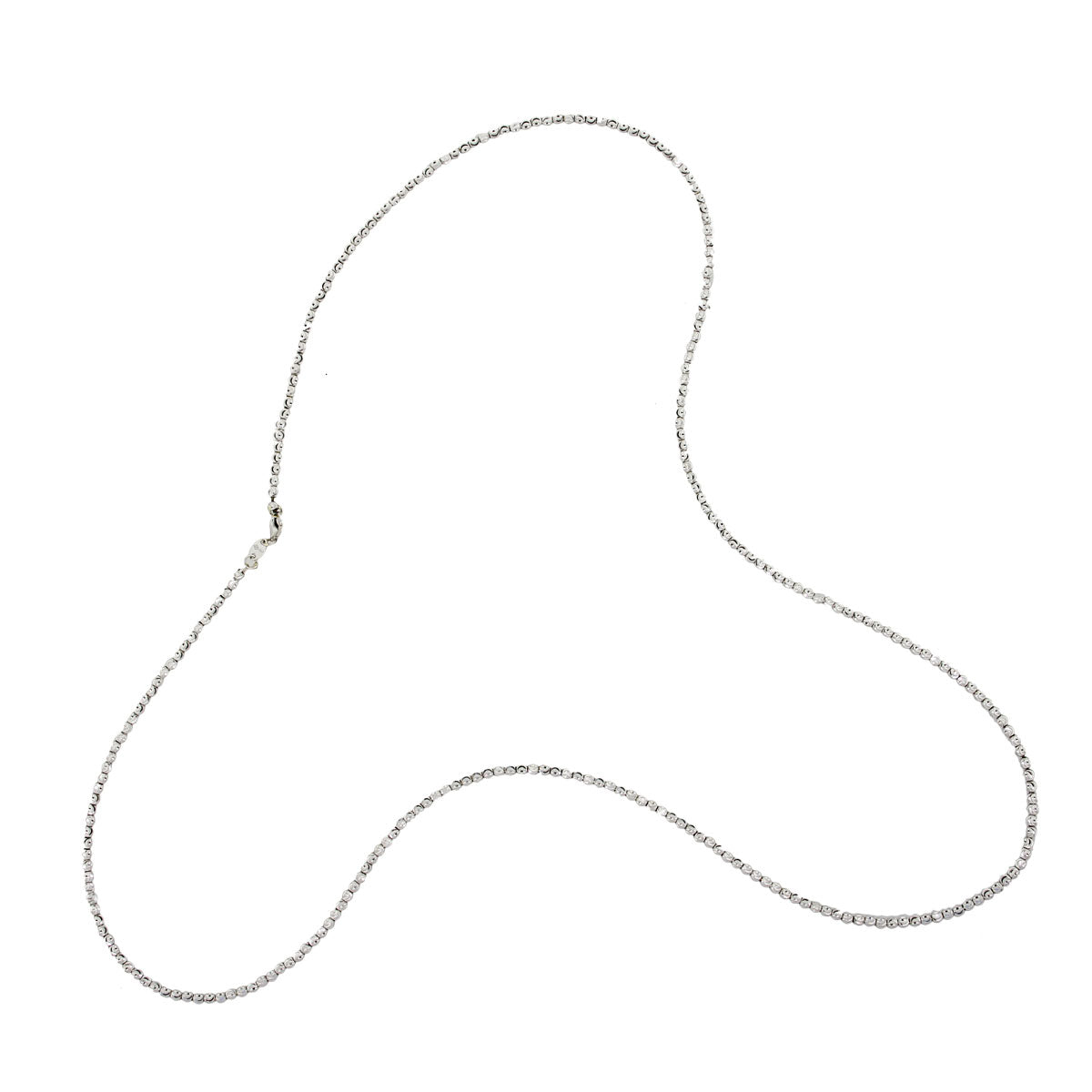 10k White Gold Diamond Cut Bead Chain Necklace