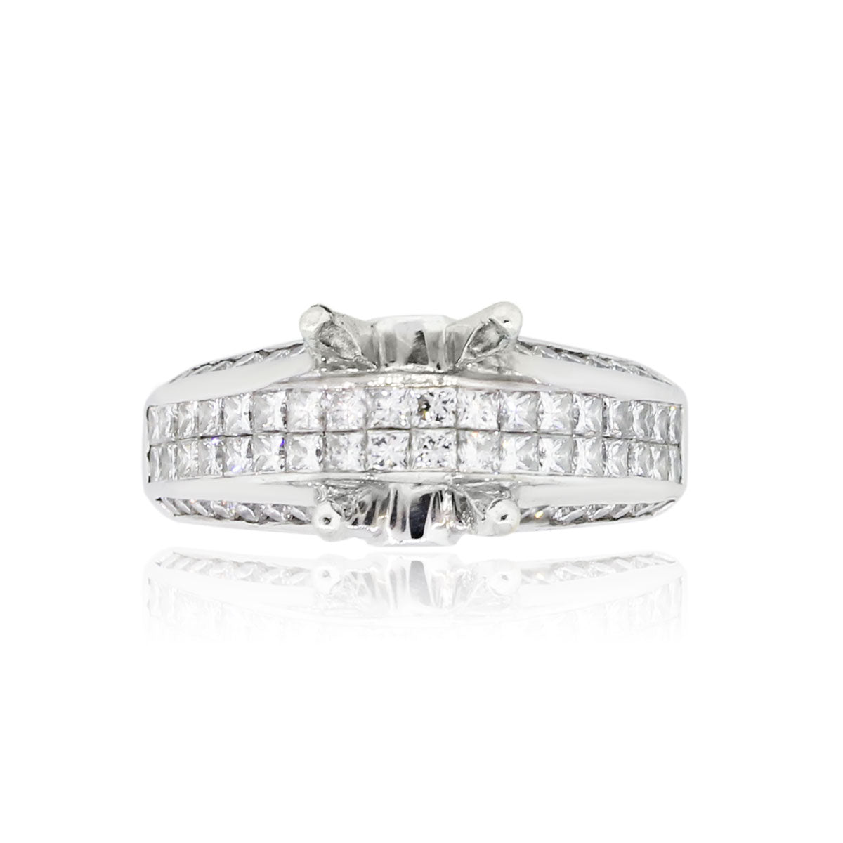 18k White Gold 2ctw Diamond Wide Ring Mounting