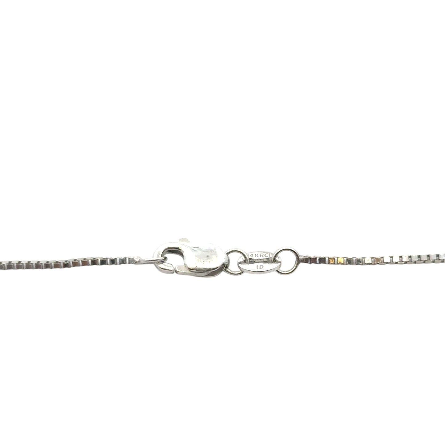 14k White Gold Glass Filled Ruby with Diamond Pendant on a 14k White Gold Classic Box Chain Necklace