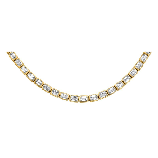 Yellow Gold Emerald Cut Diamond Necklace — view 2