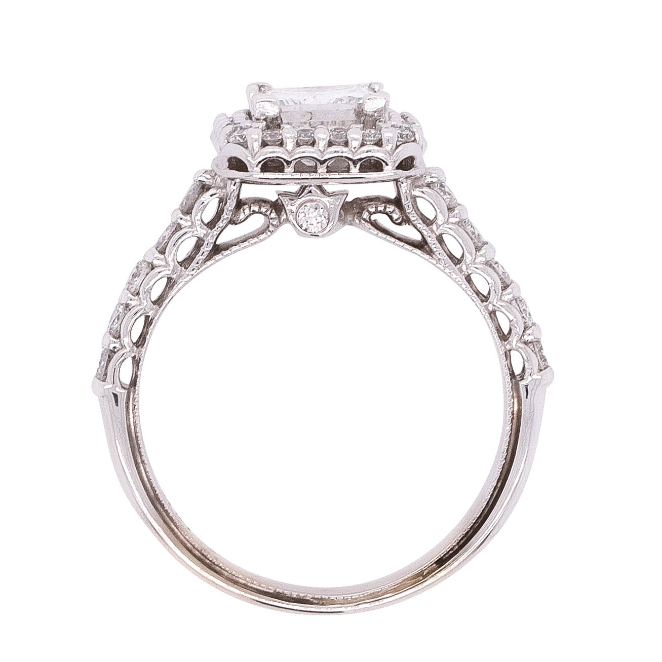 14k White Gold 1.02ctw Radiant Cut Natural Diamond Engagement Ring