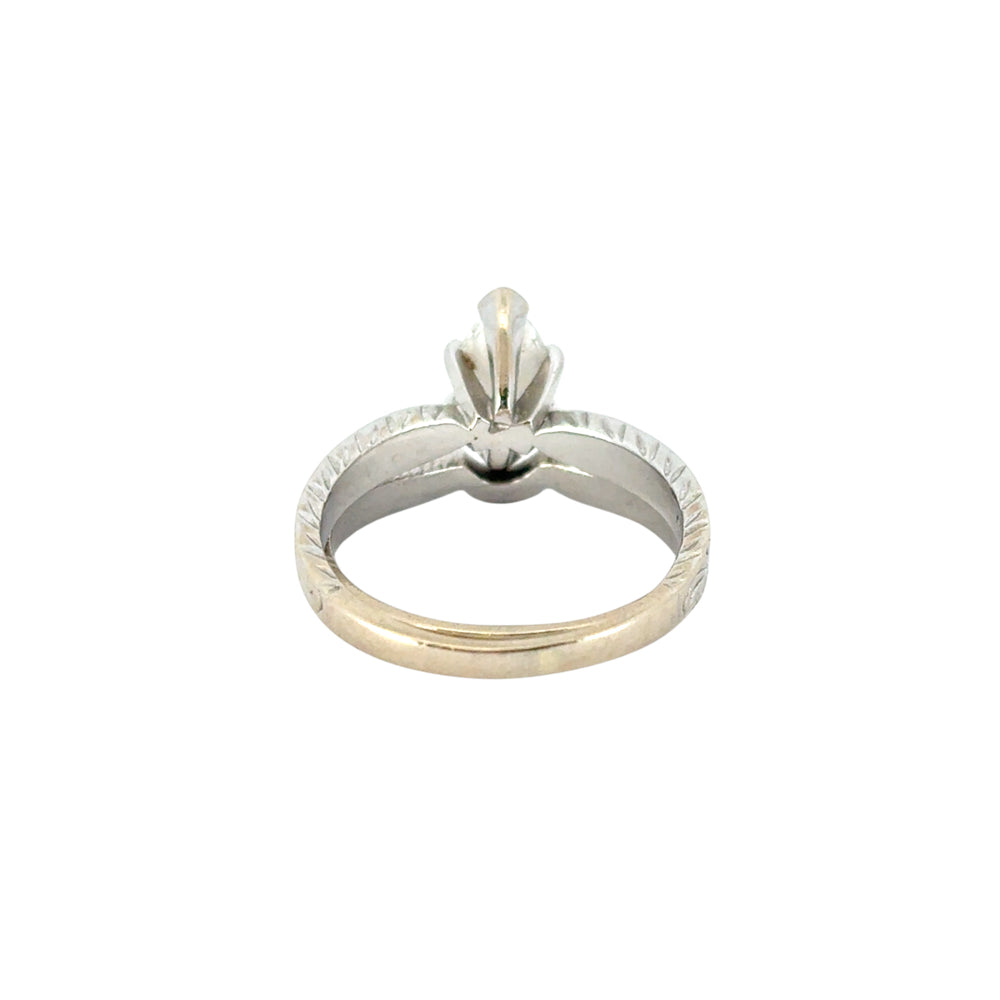 14k White Gold GIA Certified 1.01cw Marquise Cut Diamond Engagement Ring and Matching Wedding Band Set