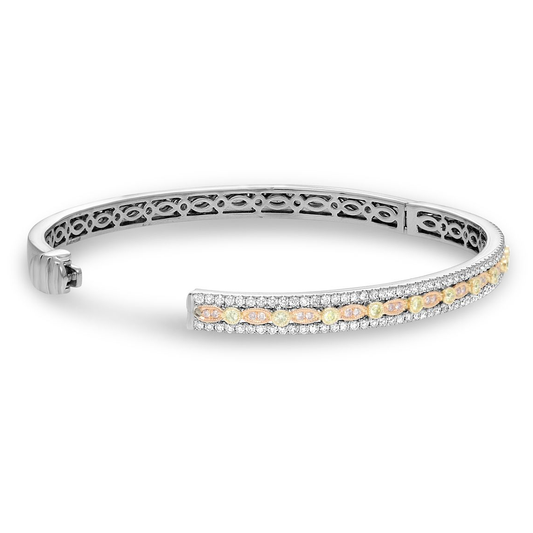 Tri-Colored Geometric Diamond Bangle — view 1