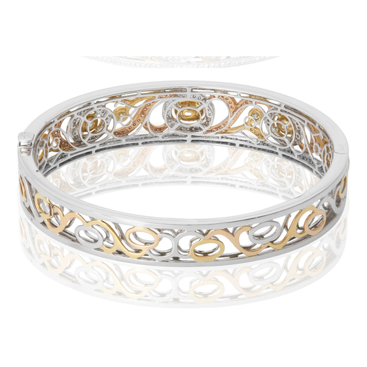 Tri-Colored Abstract Diamond Bangle — view 2