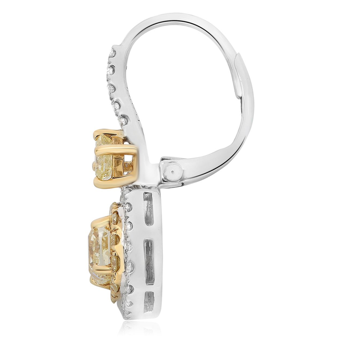 Cushion Fancy Yellow Diamond Earring — view 2