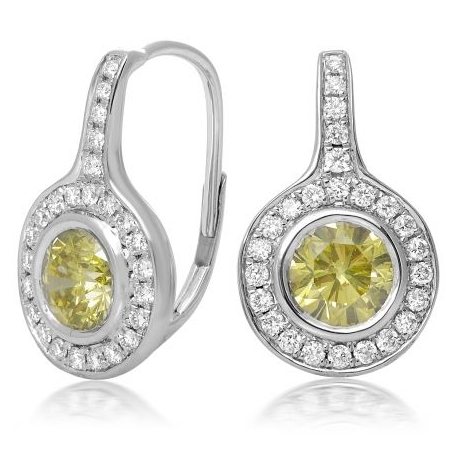 Round Color Enhanced Diamond Earring — view 1