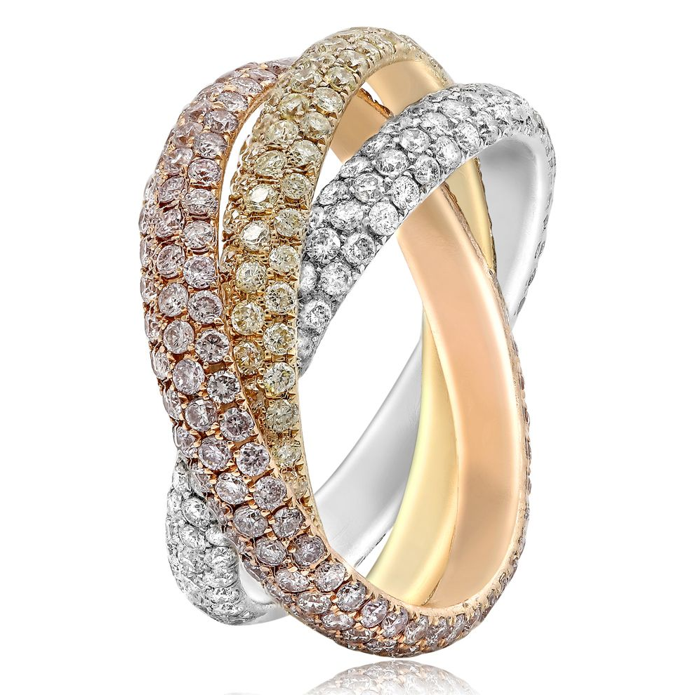 Fancy Yellow/Pink Diamond Ring — view 3