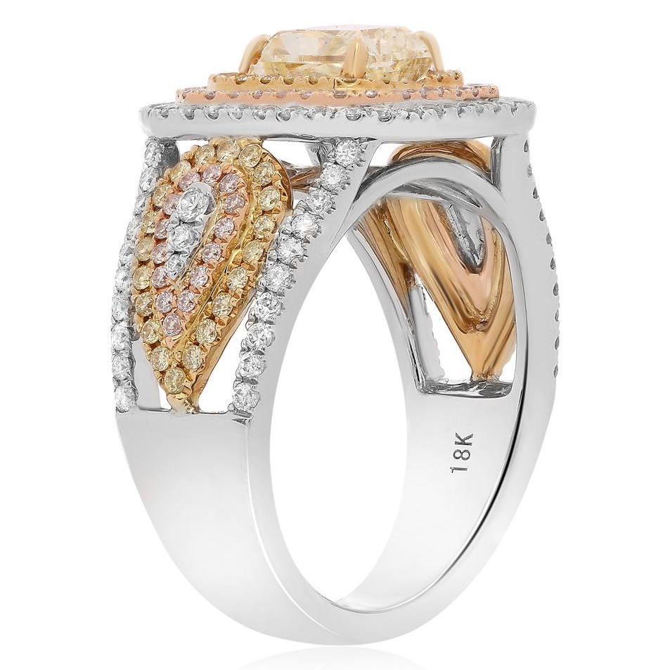 Triple Halo Diamond Ring — view 3