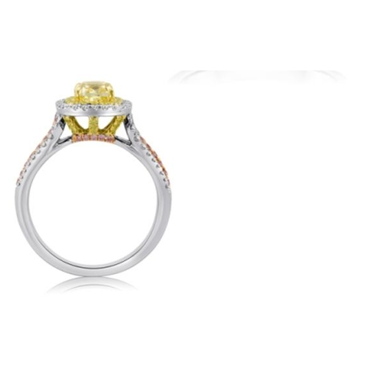 Cushion Fancy Yellow Diamond Ring — view 2