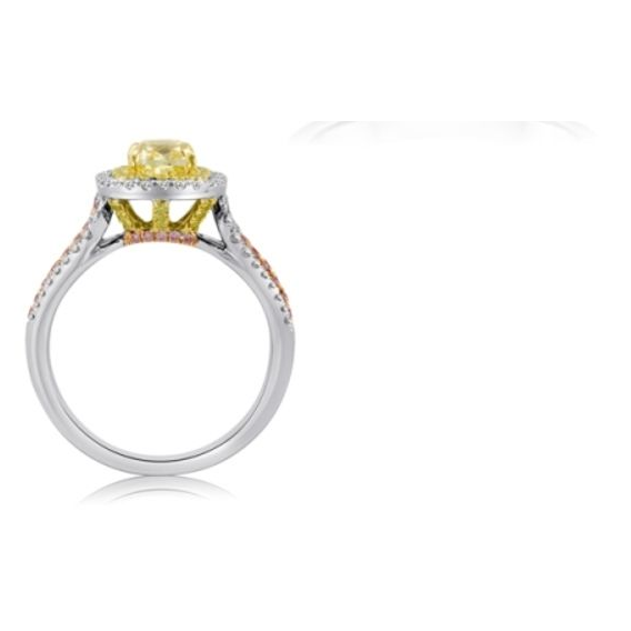 Cushion Fancy Yellow Diamond Ring — view 2