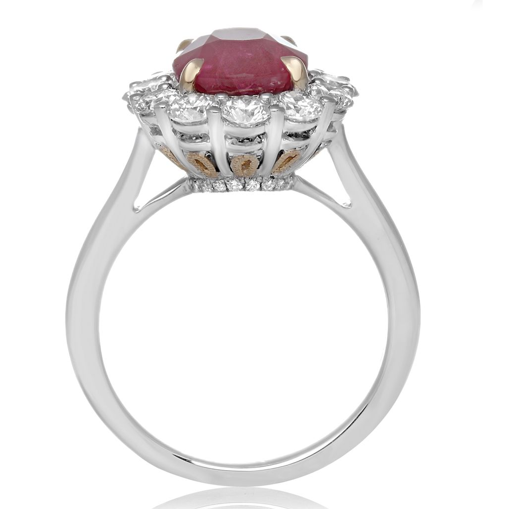 Prong Set Ruby Diamond Ring — view 2
