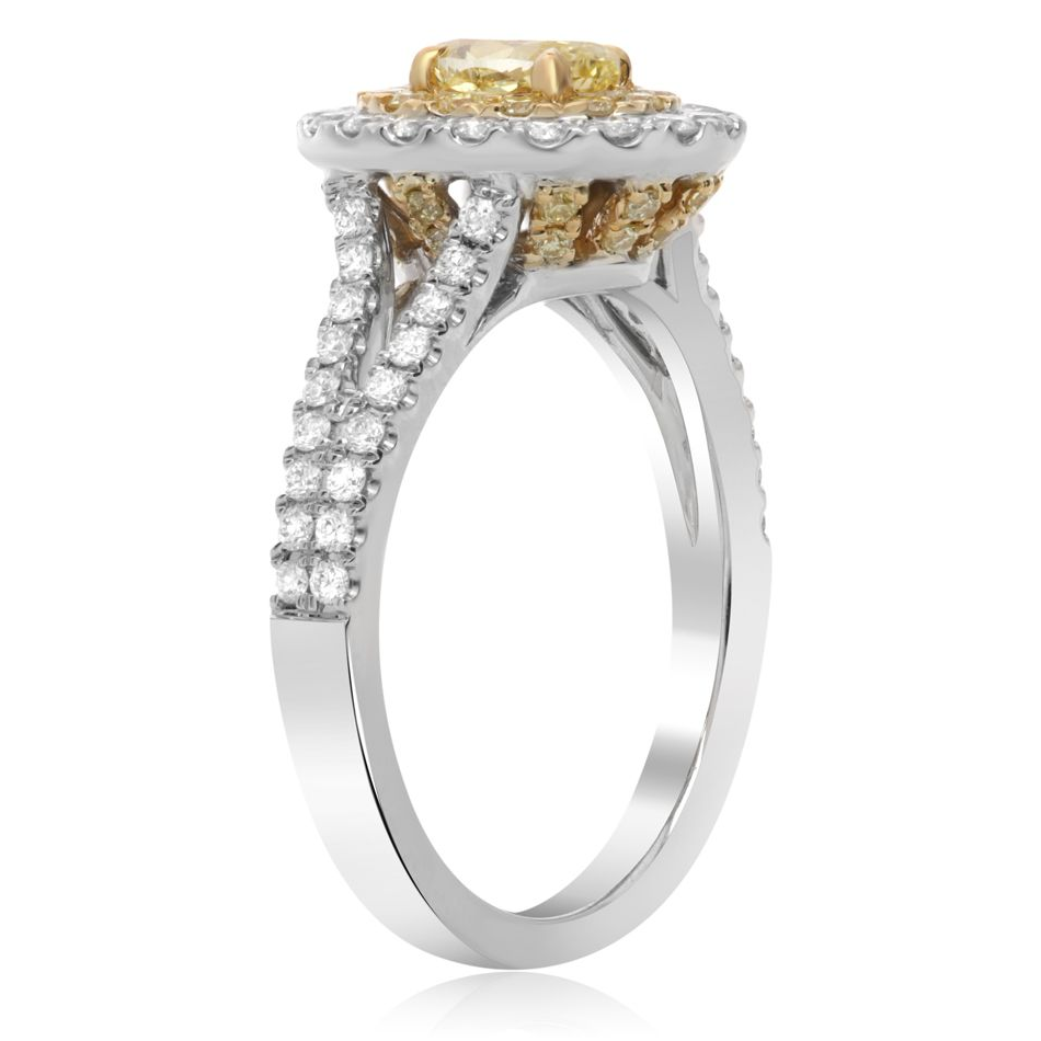 Oval Fancy Yellow Diamond Ring — view 3