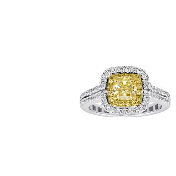 Cushion Fancy Yellow Diamond Ring — view 1