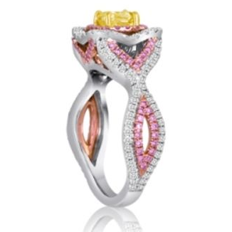 Cushion Fancy Yellow Diamond Ring — view 3