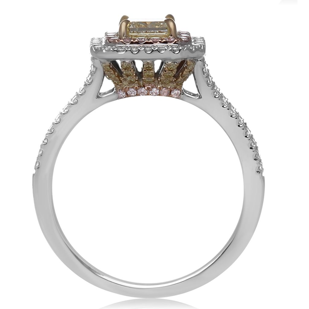 Radiant Fancy Yellow Diamond Ring — view 2