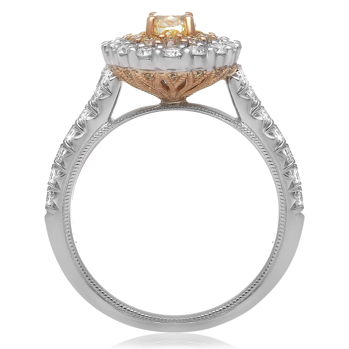 Oval Double Halo Diamond Ring — view 1