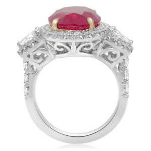 Platinum Ruby & Diamond Single Halo Ring — view 3