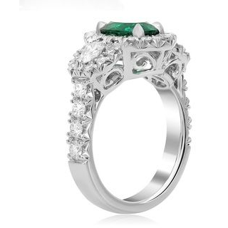 Oval Cut Emerald Side Stone Ring — view 3