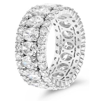 Platinum Eternity Ring with Oval Diamonds — view 3