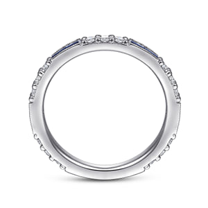 Stackable Ring 14K White Gold Diamond and Blue Sapphire 0.4ct — Gabriel & Co. LR4572W45SA