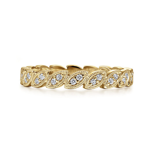 14K Yellow Gold Millgrained Marquise Stackable Diamond Ring — Gabriel & Co. LR4652Y45JJ