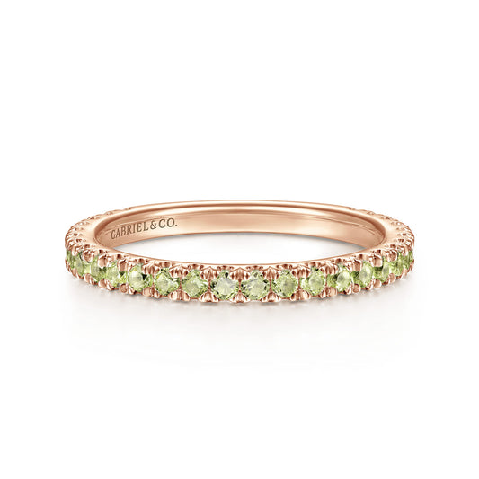 14K Rose Gold Peridot Stackable Ring — Gabriel & Co. LR50889K4JPE