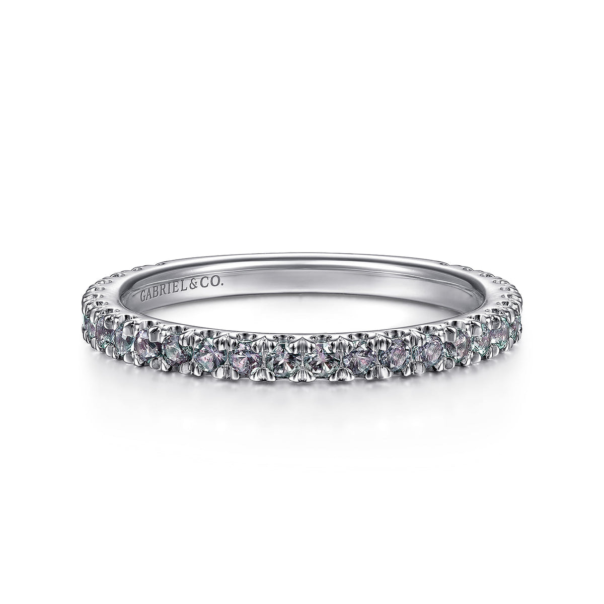14K White Gold Manmade Alexandrite Stackable Ring — Gabriel & Co. LR50889W4J25