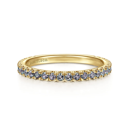14K Yellow Gold Manmade Alexandrite Stackable Ring — Gabriel & Co. LR50889Y4J25