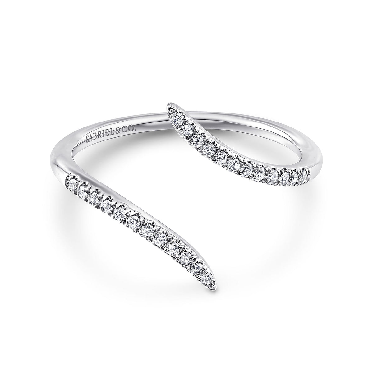 14K White Gold Bypass Open Diamond Ring — Gabriel & Co. LR51052W45JJ